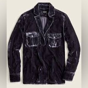 J. CREW - Velvet patch-pocket popover shirt, Navy blue, Size XS